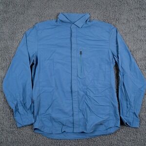 REI Co-op Shirt Mens Medium Blue Nylon Button Up Vented Hiking Outdoors